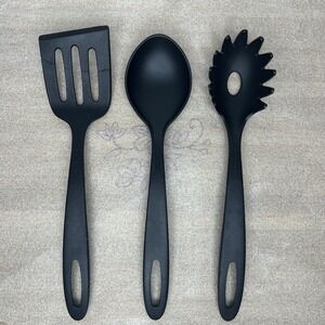 Tramontina Black Kitchen Utensils - Spatula, Spoon, Pasta Spoon- Great Condition